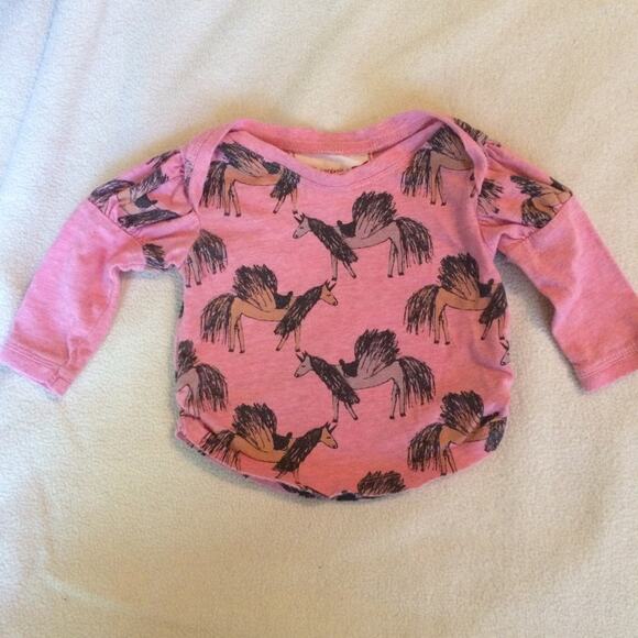 Little Wings Unicorns Long Sleeve Top Flying Unicorns Pink Size 3 Months - Picture 1 of 7